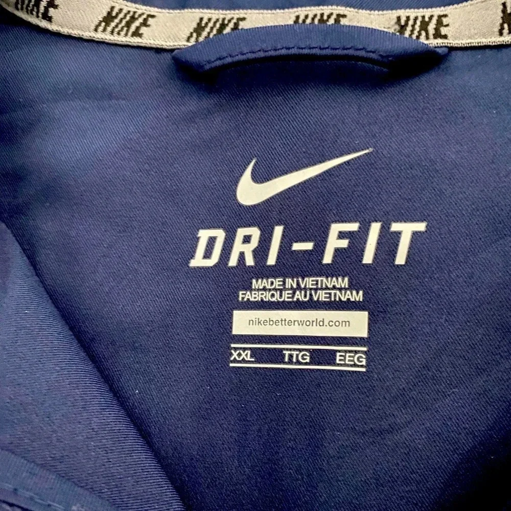 Nike Dri-FIT Full Zip Windbreaker Jacket Navy Blue XXL Warm Up Track Coat - Picture 3 of 10